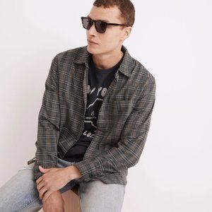 Madewell Men Perfect Fit Double-Weave Long Sleeve Shirt, L, Plaid Autumn Color